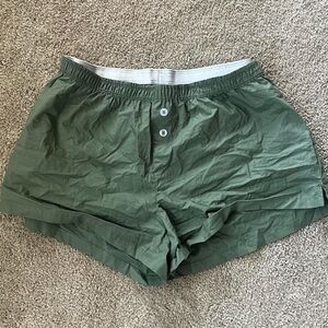 Green Button-Front Lounge Shorts
